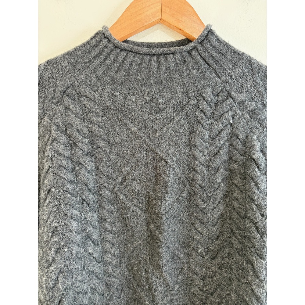 J Crew Womens Gray Merino Wool Alpaca Cable Knit Sweater XXS Preppy Old Money - Picture 4 of 7